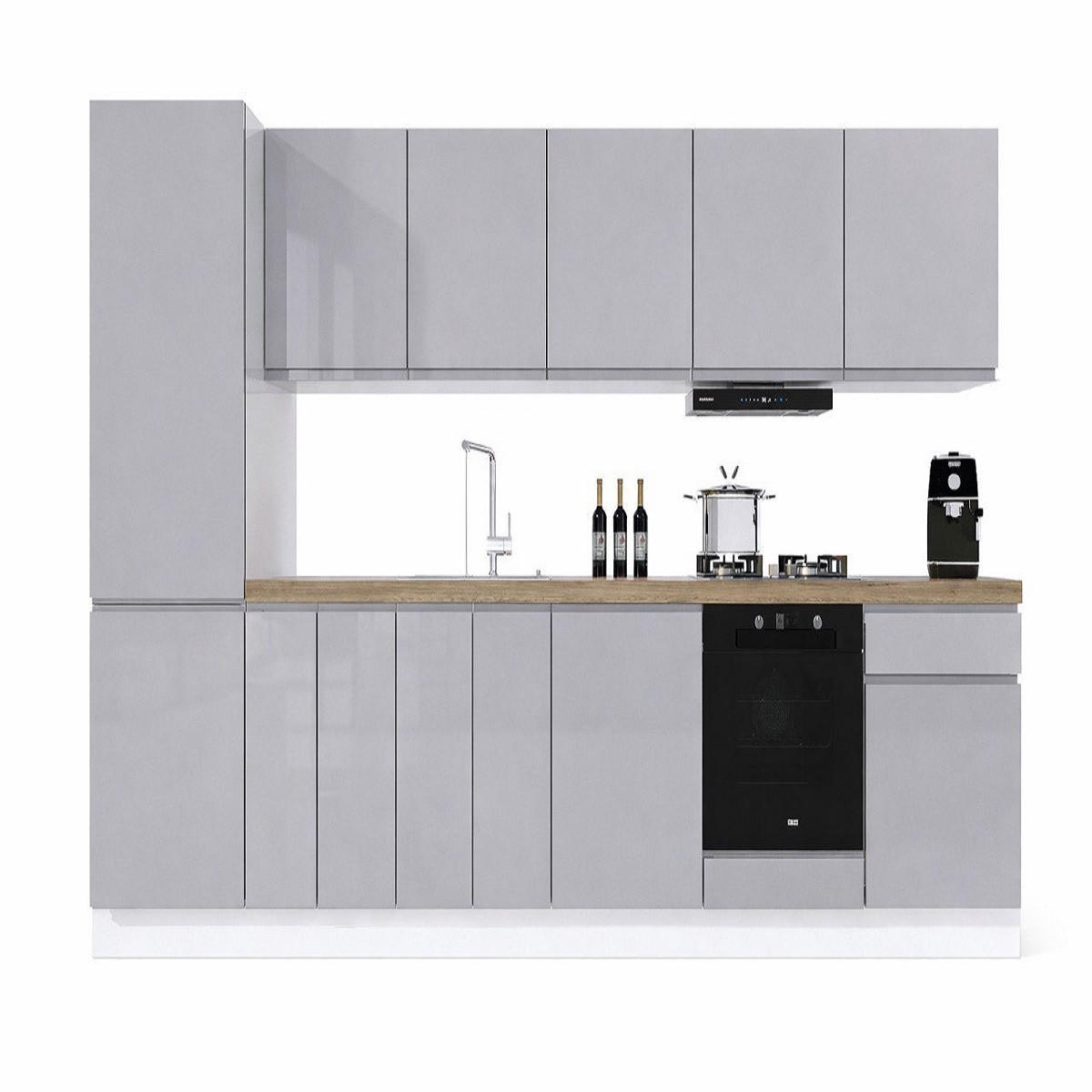 KÜCHENINSEL 360 cm - Aspen KA21-M360 - Grau/Hochglanz - Grau, Holz (540/212/58cm)