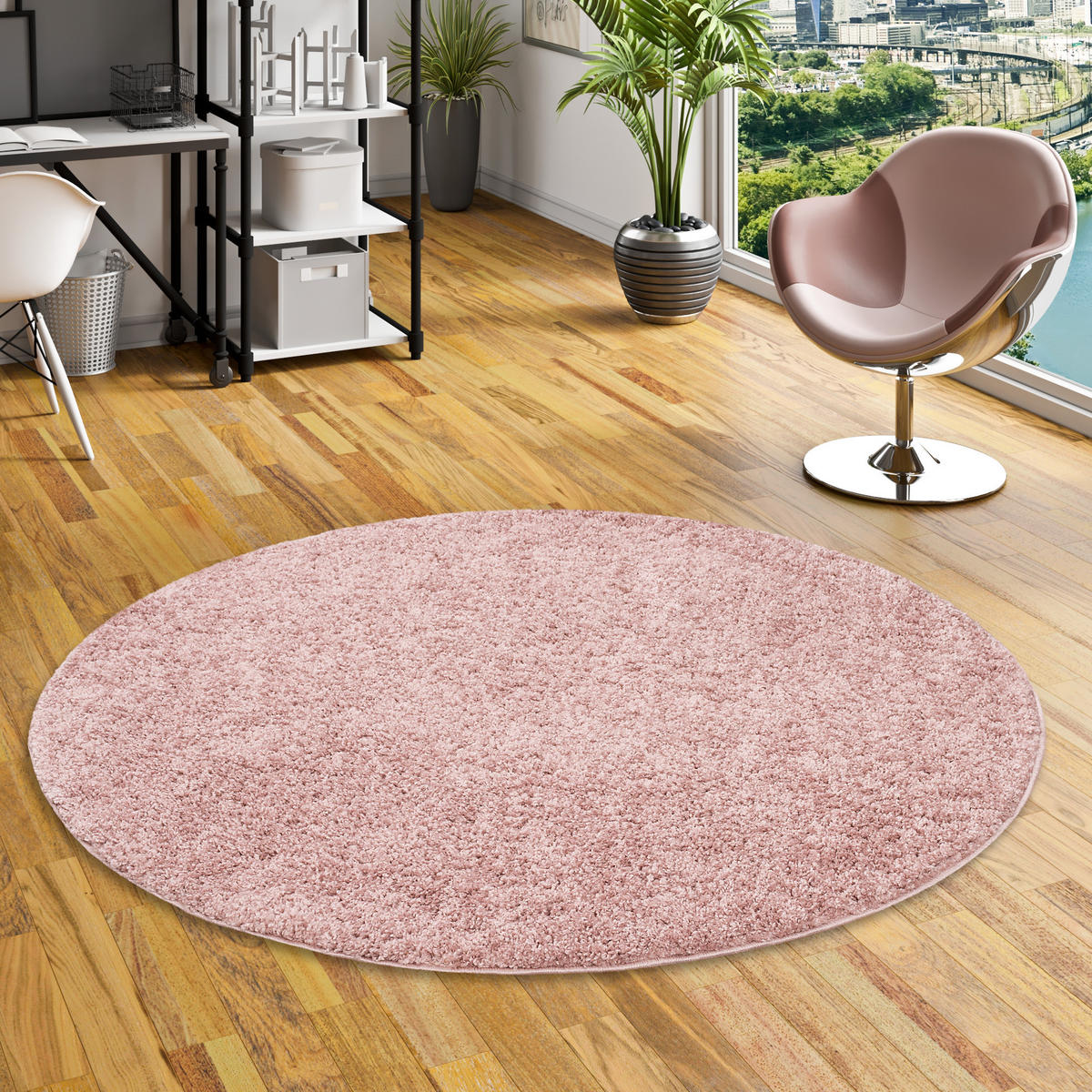 HOCHFLOR LANGFLOR TEPPICH ALOHA RUND - Altrosa, Textil (120/120cm) - Pergamon