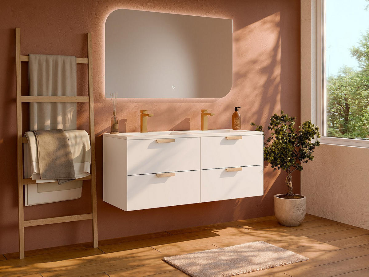 WASCHBECKENUNTERSCHRANK - 120 cm x 46 cm - holz - weiß Avoreli - Weiß, Holz (120/50/46cm) - Vente-Unique