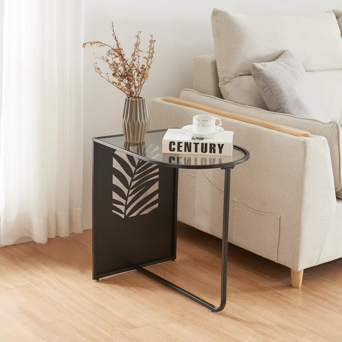 BEISTELLTISCH Ulvik - Schwarz, Glas/Metall (35/50/50cm) - [en.casa]