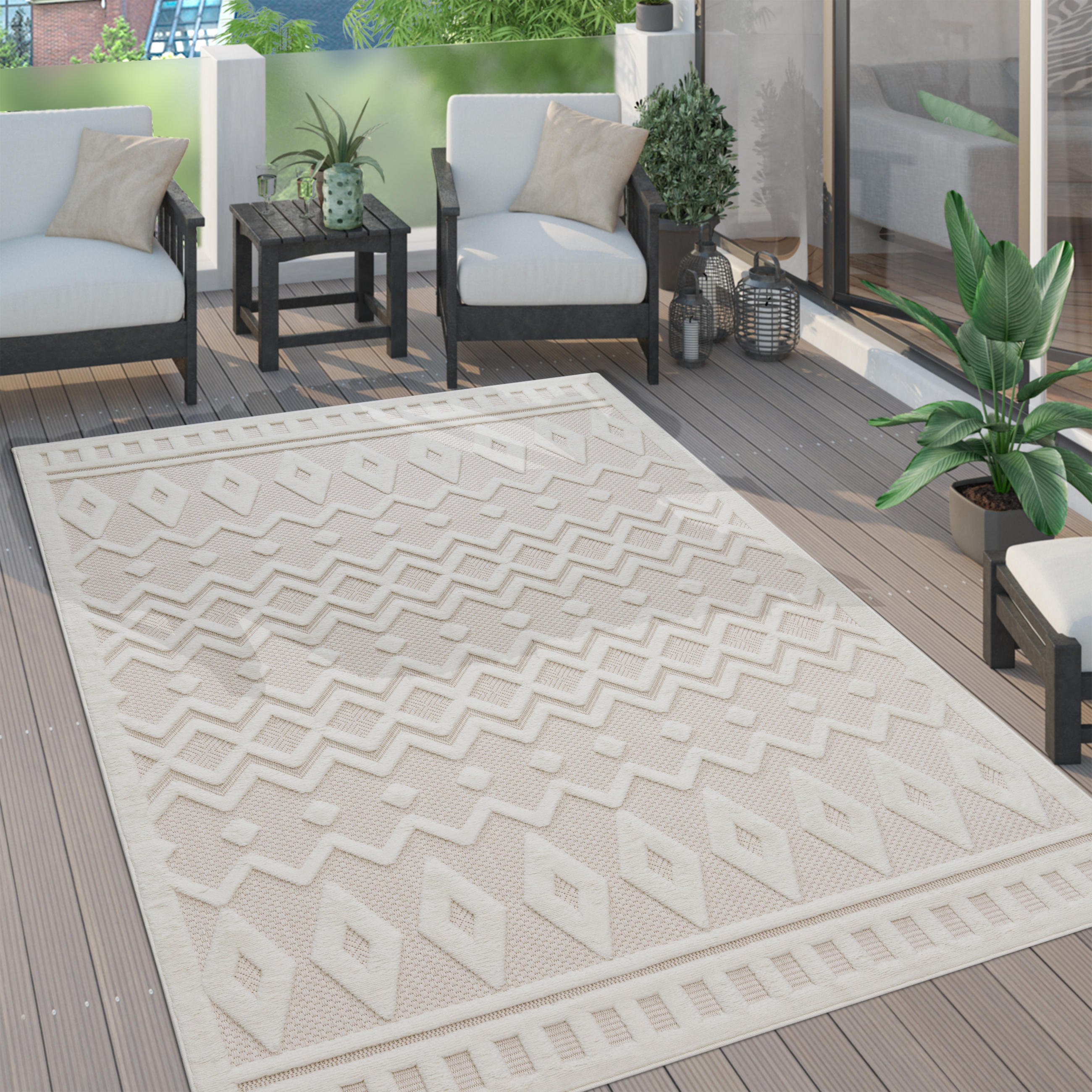 OUTDOORTEPPICH 140/200 cm Livorno 671 - Creme, Textil (140/200cm) - Paco Home