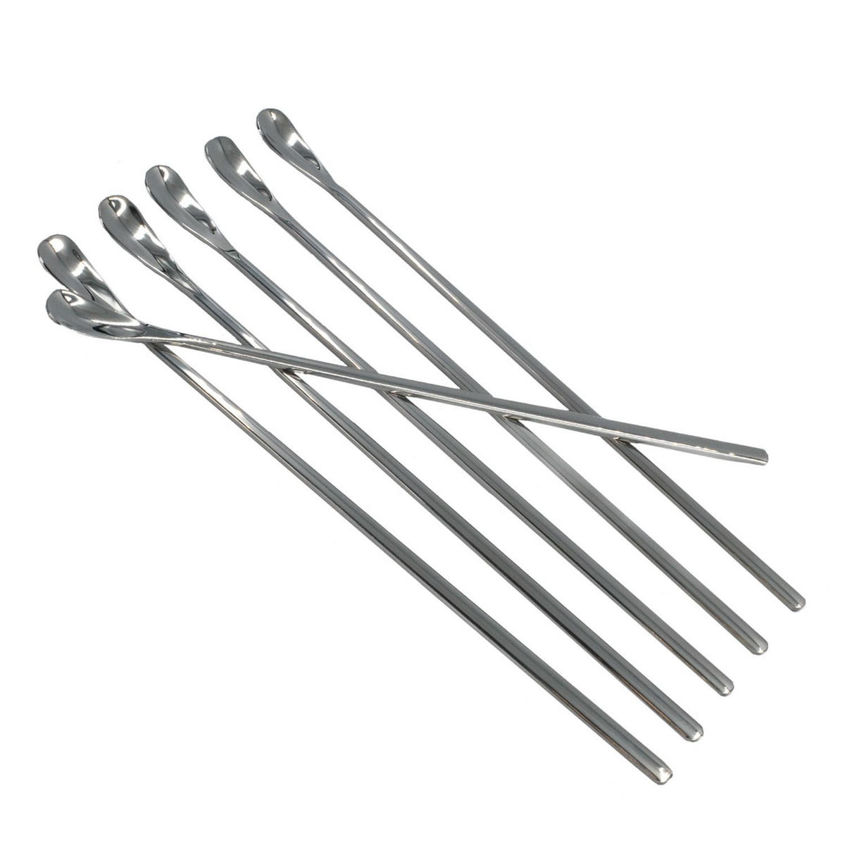 LATTE MACCHIATO LÖFFEL 22 cm Länge (6er Set) - Silberfarben, Metall - Intirilife