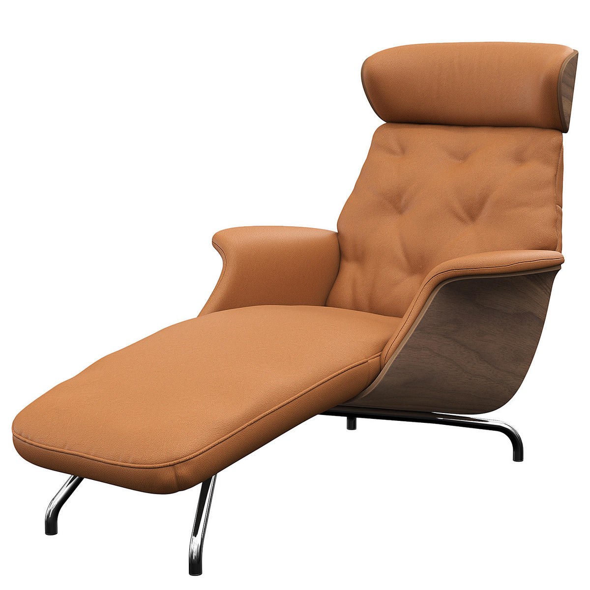 RELAXLIEGE - Echtleder - Chromfarben/Cognac, Leder/Metall (83/103/147cm) - home24