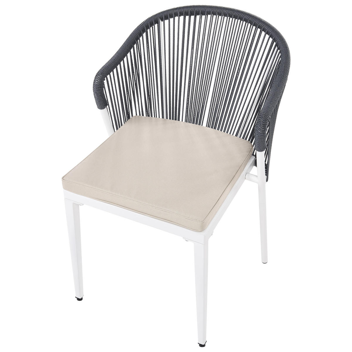 STUHL 2er-Set und Sitzkissen Metall Grau Paranea - Dunkelgrau/Beige, Metall (46/80/47cm) - Beliani