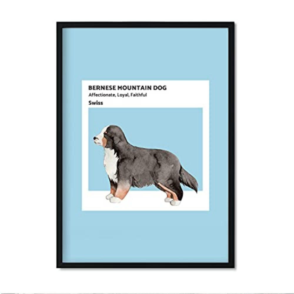 POSTER Hunde Illustrationen – Berna Boyer A4 Schwarzer Rahmen - Schwarz, Papier (29.7/5/21cm) - Nacnic