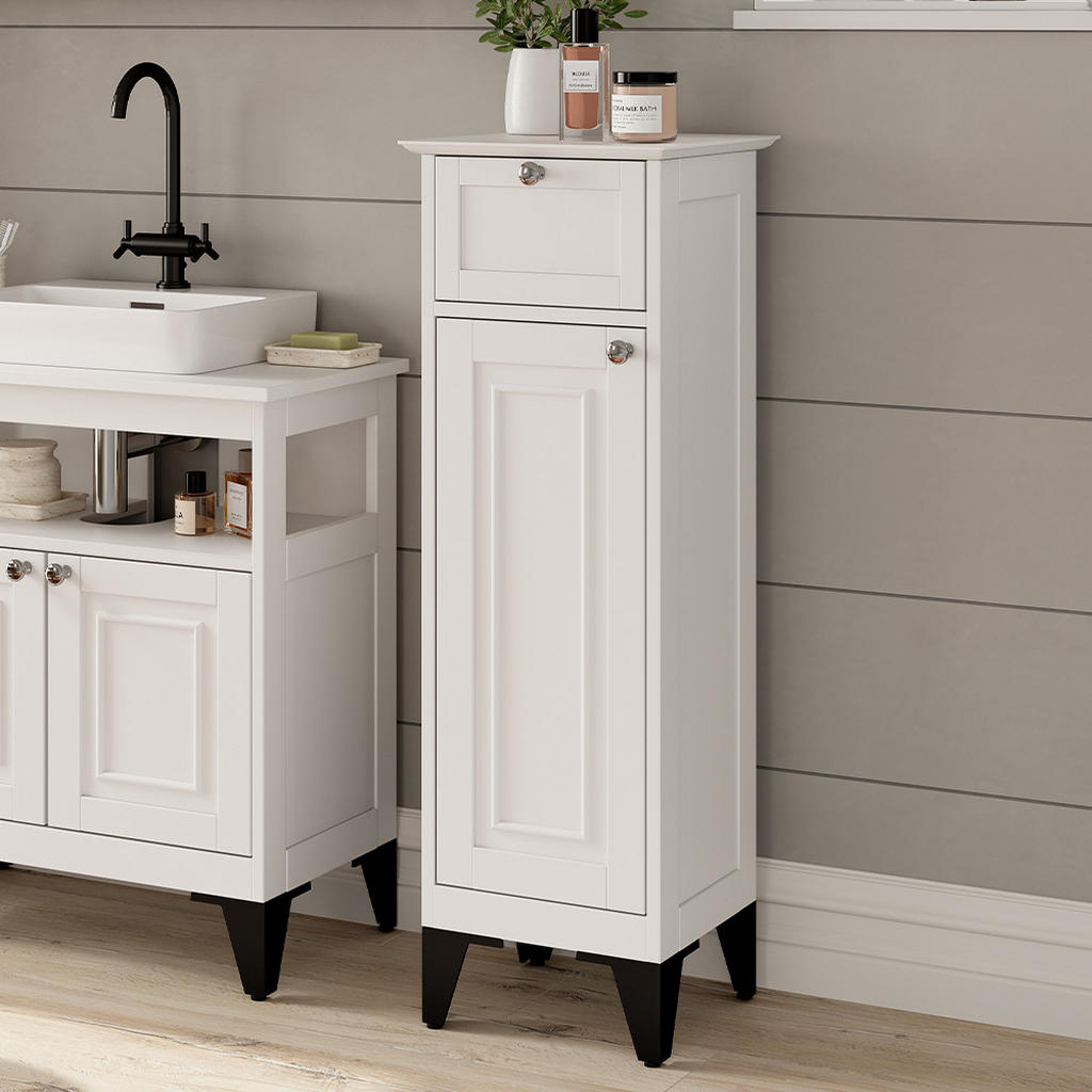 Thumbnail - Vicco Badschrank, Weiß, Holzwerkstoff, 2 Fächer, Rechteckig, 32x92x30 cm, Badezimmer, Badezimmerschränke, Midischränke