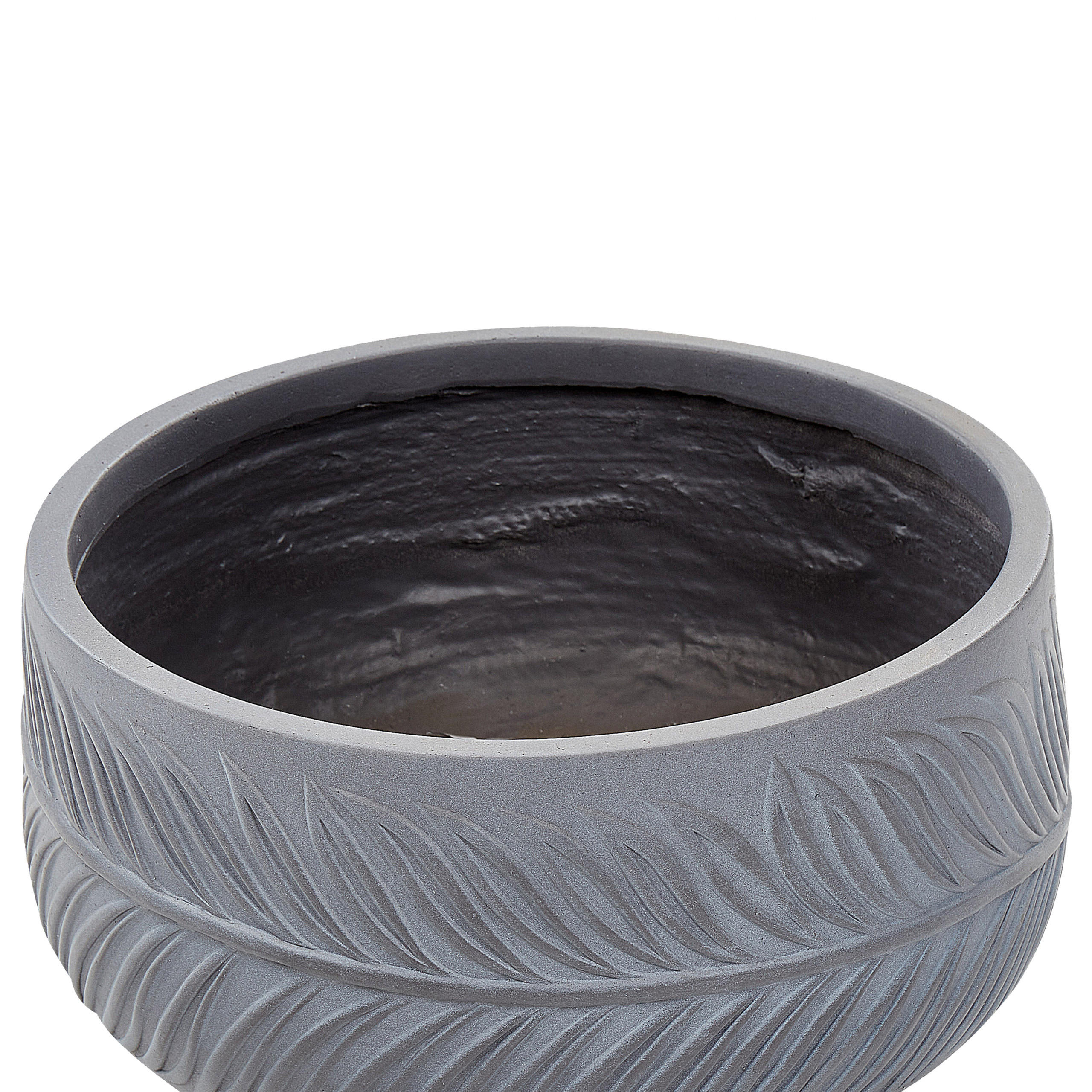 BLUMENTOPF grau rund 35/35/19 cm Ftero - Grau, Naturmaterialen (19cm) - Beliani