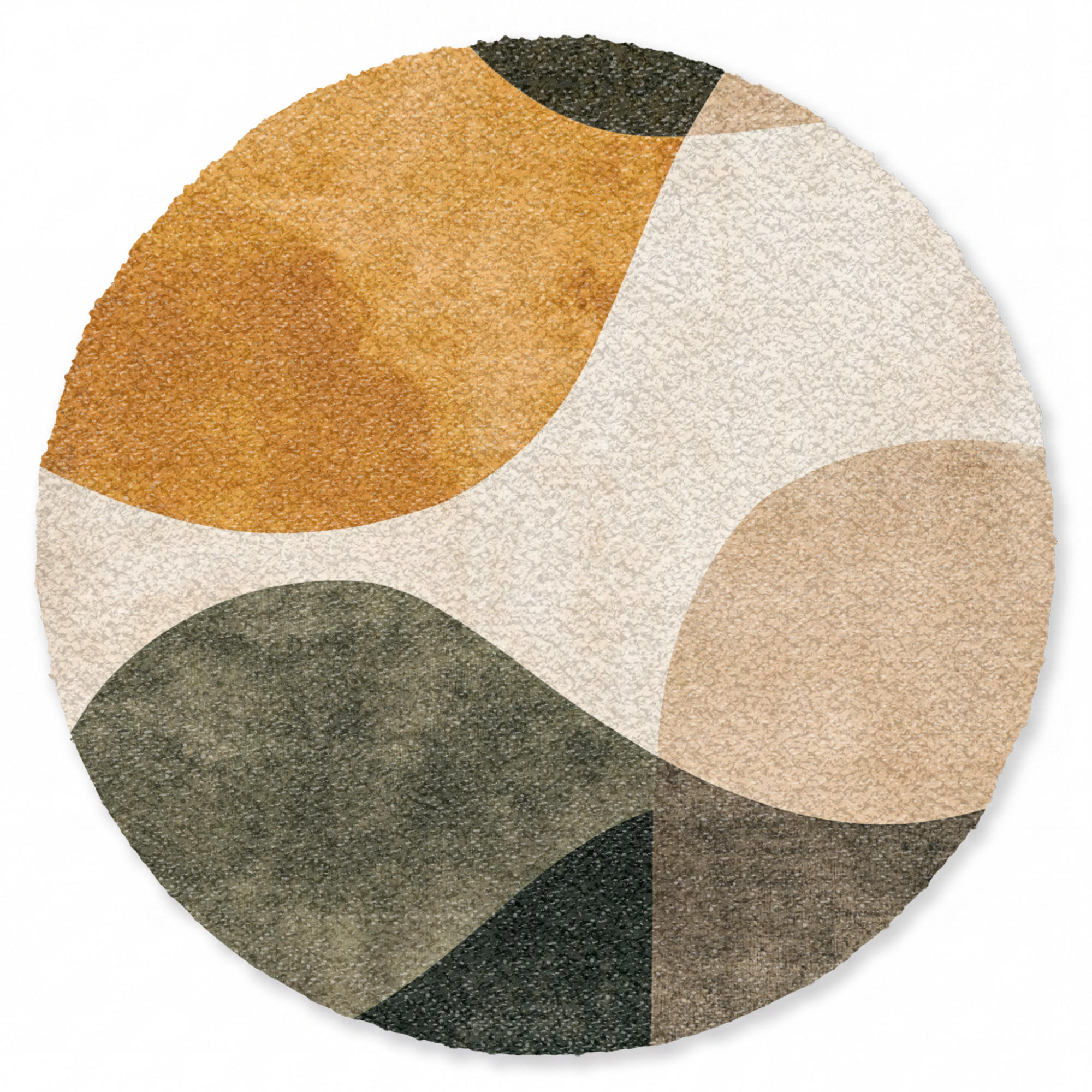 FUSSMATTE Formen - Ockergelb - Abstrakt Flurteppich 90x90 cm - Multicolor, Kunststoff/Textil (90/0.4cm) - MuchoWow