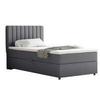 BOXBETT Everest 100 x 200 cm Einzelbett mit hochwertiger Bonell-Matratze und Topper - Grau, Holz (100/200cm) - Panda Möbel