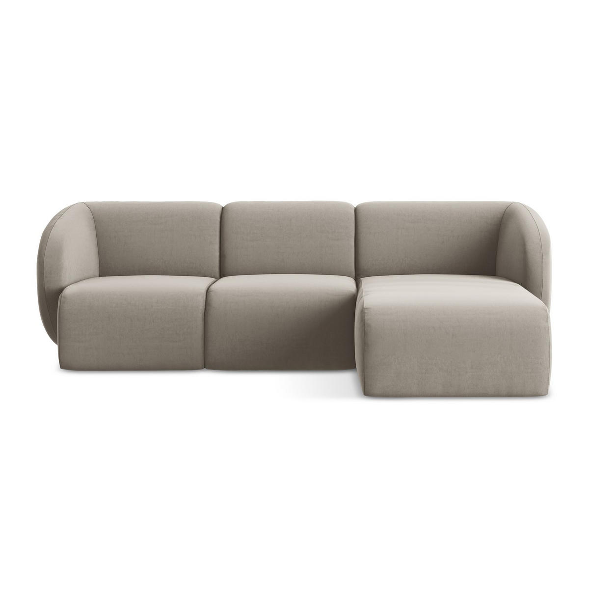 ECKSOFA Rechts Samt Stoff Grau - Taupe/Schwarz, Holzwerkstoff/Kunststoff (248/166cm) - LaMiaSofa