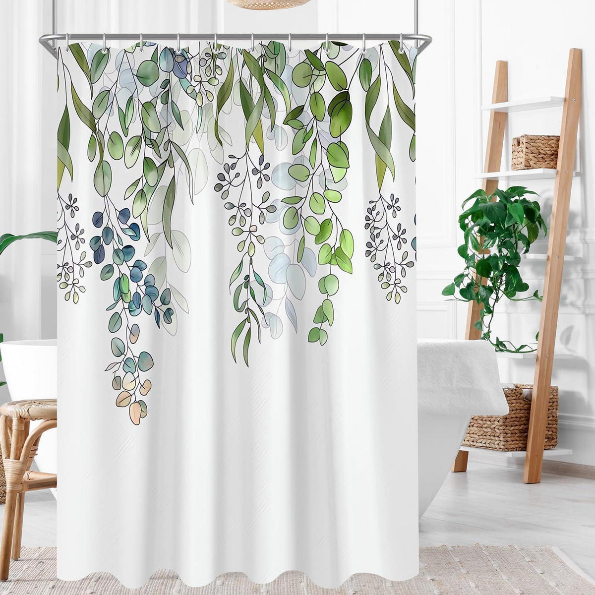 DUSCHVORHANG Grün Blätter 220 x 200 cm - Grün, Textil (220/200cm)