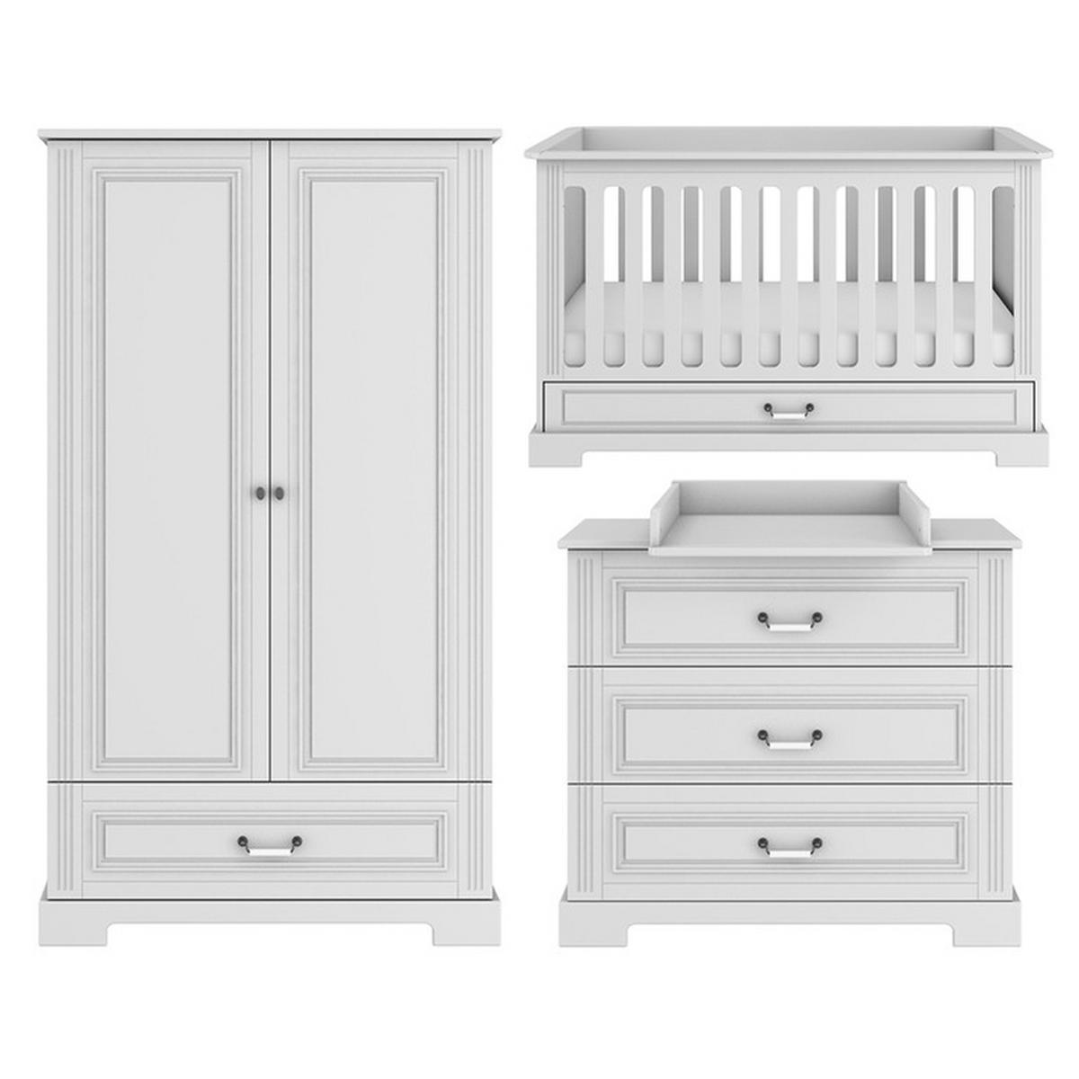 POKOJ PRO MIMINKO 3DÍLNÝ Bílá - bílá, kompozitní dřevo (152/92/83cm) - Petits-meubles