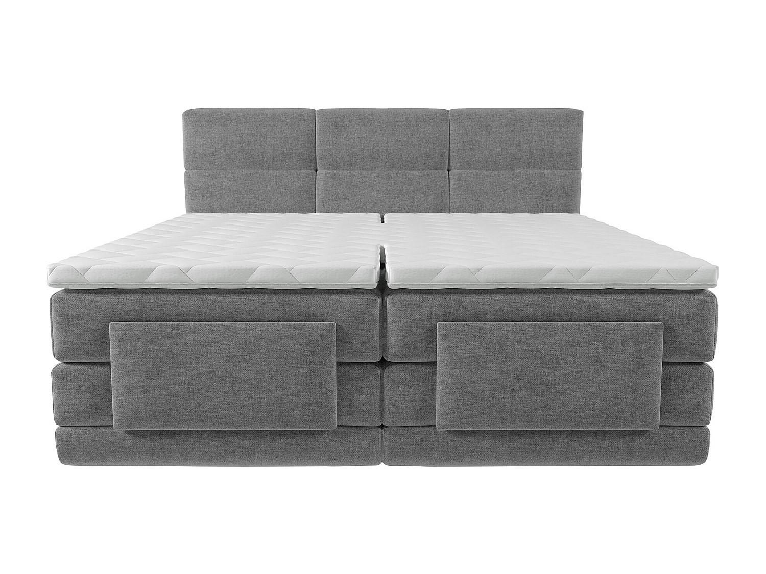 BOXSPRINGBETT - 2 Personen - stoff - hellgrau Lodi - Hellgrau, Textil (90/200cm) - Vente-Unique