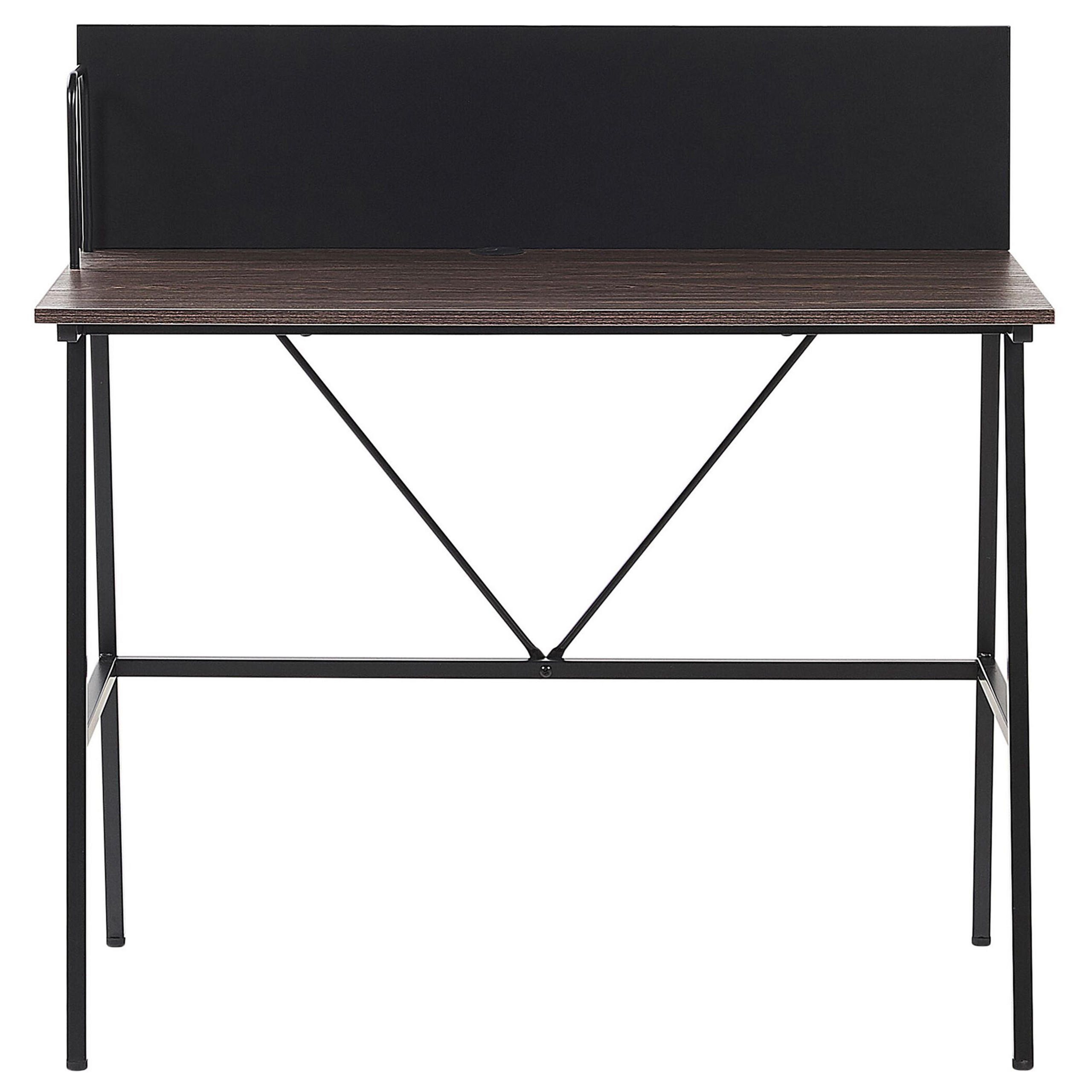 SCHREIBTISCH dunkler Holzfarbton 100/52/100 cm Hastings - Dunkelgrau, Holzwerkstoff (52/100/100cm) - Beliani