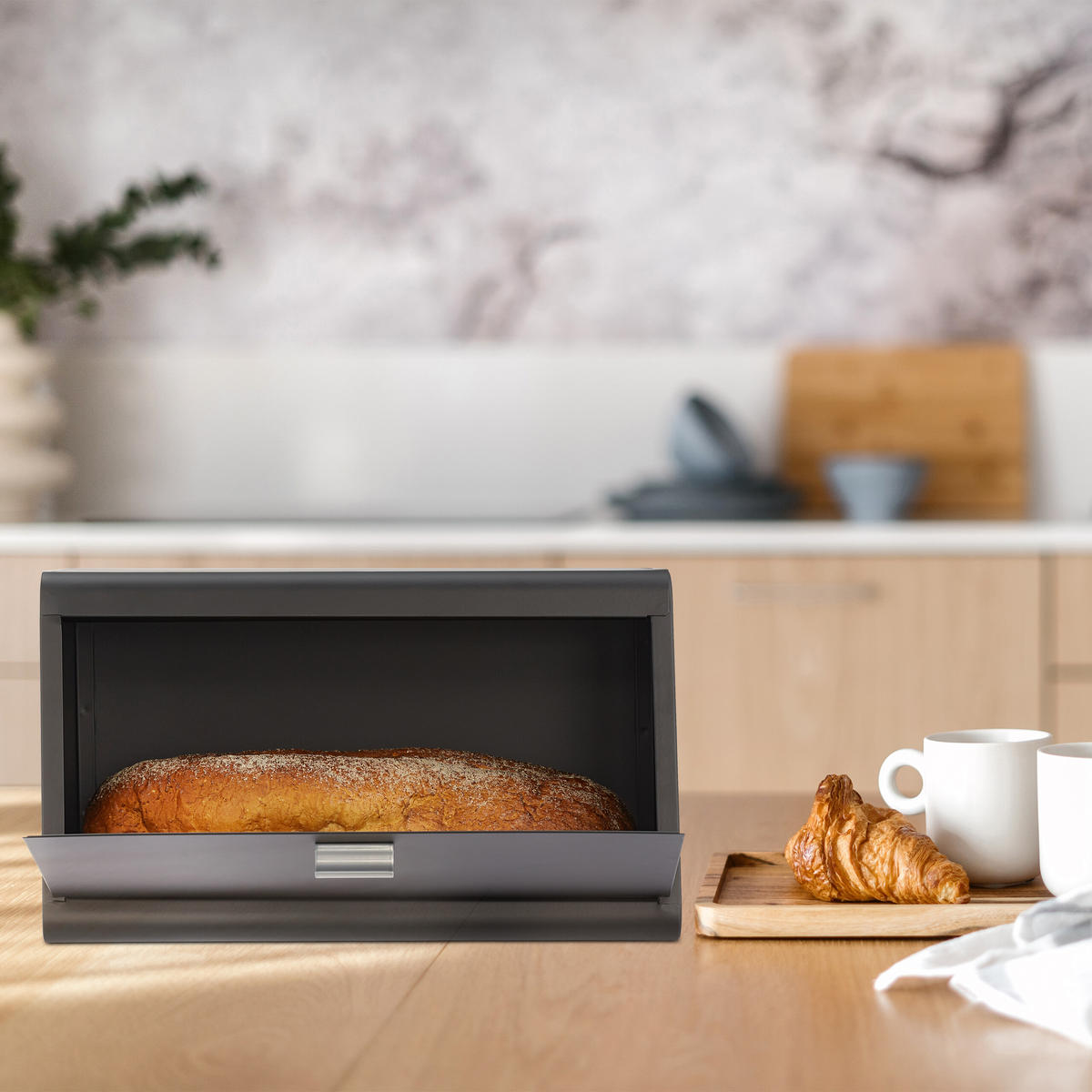 BROTKASTEN - Schwarz, Metall (34.5/20.5/23.5cm) - Relaxdays
