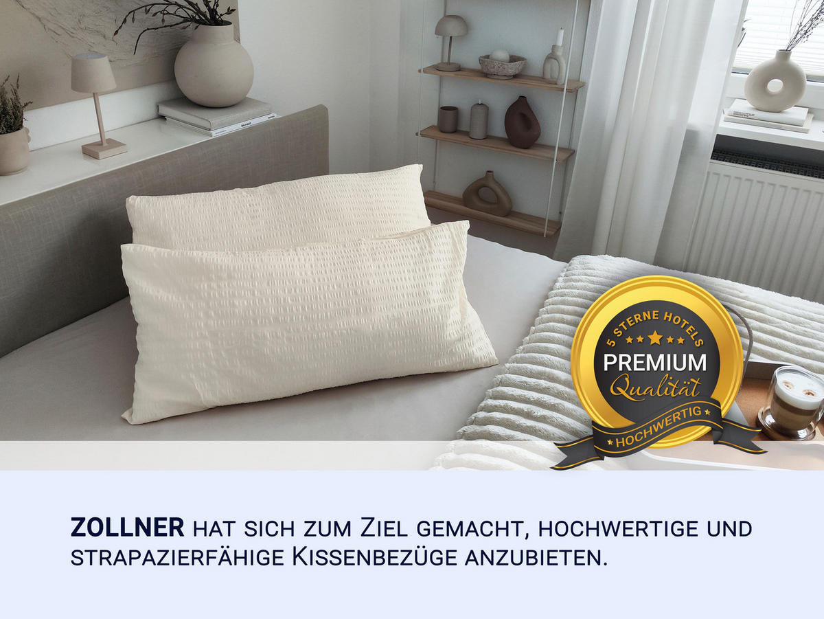 KISSENBEZUG, 2er-Set, 40x80 cm, 100% Baumwolle, Weiß - Creme, Textil (40/80cm) - Zollner