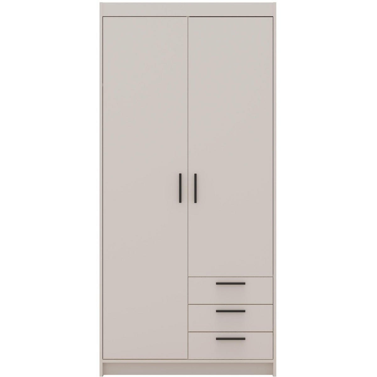 DREHTÜRENSCHRANK Elena mit 2 Türen und 3 Schubladen, mit Spiegel Sandbeige - Sandfarben, Holzwerkstoff (90/190/53cm) - Beautysofa