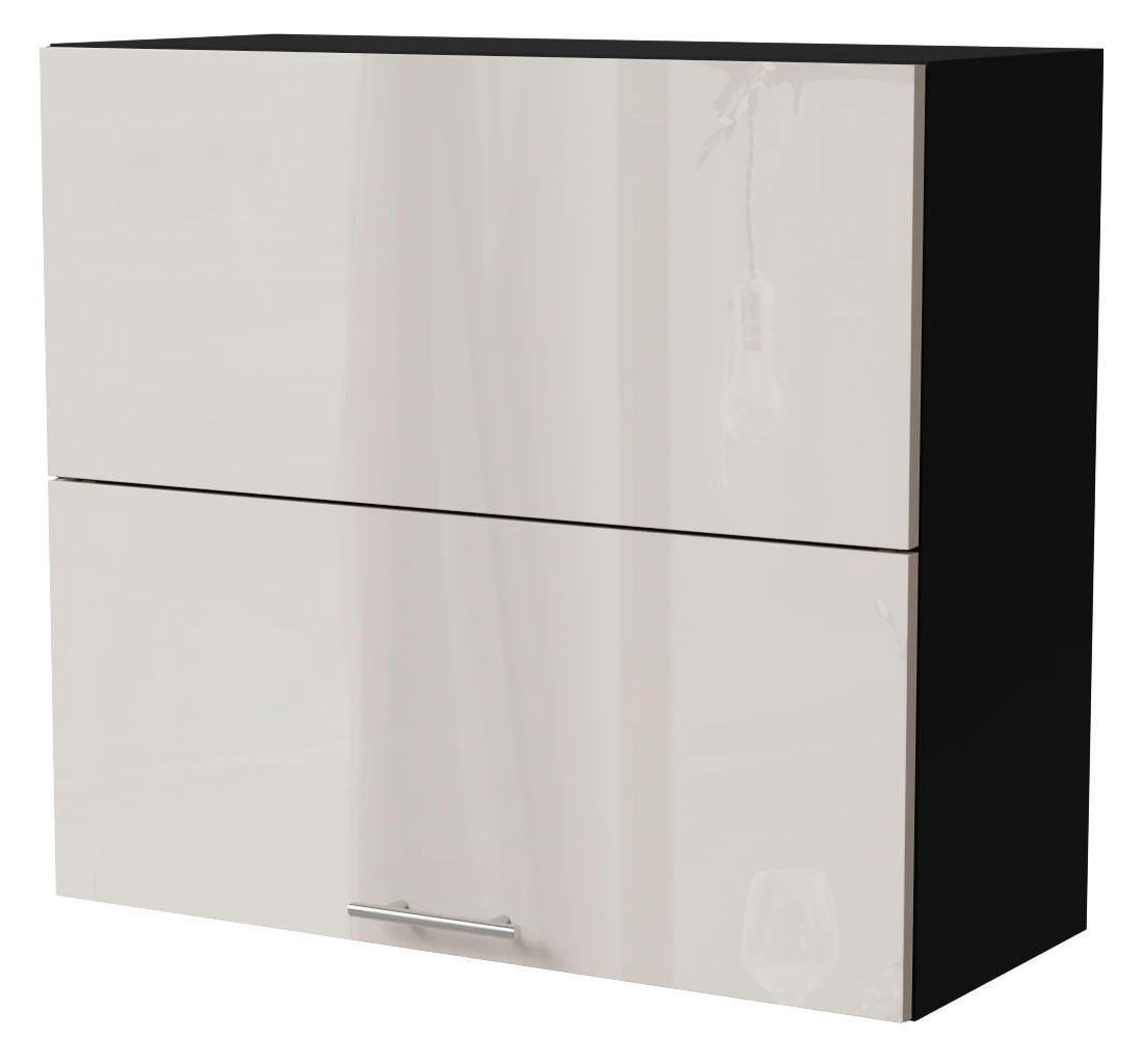 KLAPPHÄNGESCHRANK Brerra W8B/80-AV Schwarz / RAL 9001 creme Hochglanz 80 / 32,5 / 72cm - Creme/Schwarz, Holz/Holzwerkstoff (80/72/32.5cm) - Feldmann-Wohnen