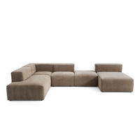 5-SITZER modulares Wohnlandschaft U XXL HEAVEN SET 6 Links, Breite 375 cm Webstoff Braun - Schwarz/Braun, Holz/Kunststoff (375/73/245cm) - Muffo