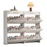 SCHUHSCHRANK aus MDF 140x25x123,5cm in Weiß mit 12 Fächern & 2 Schubladen - Weiß, Holzwerkstoff (140/123.5/25cm) - Modfu