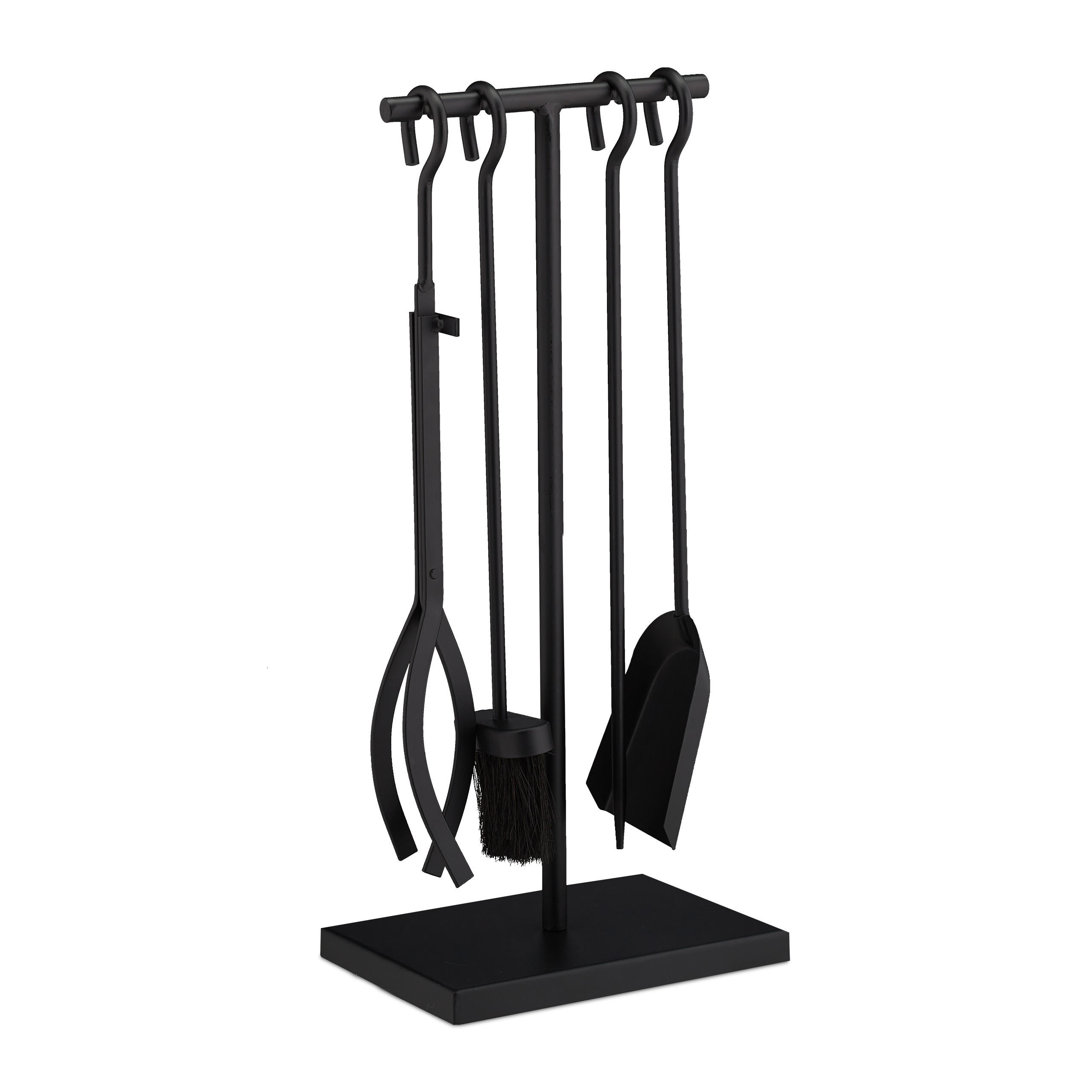 KAMINBESTECK - Schwarz, Metall (25/57/18cm) - Relaxdays