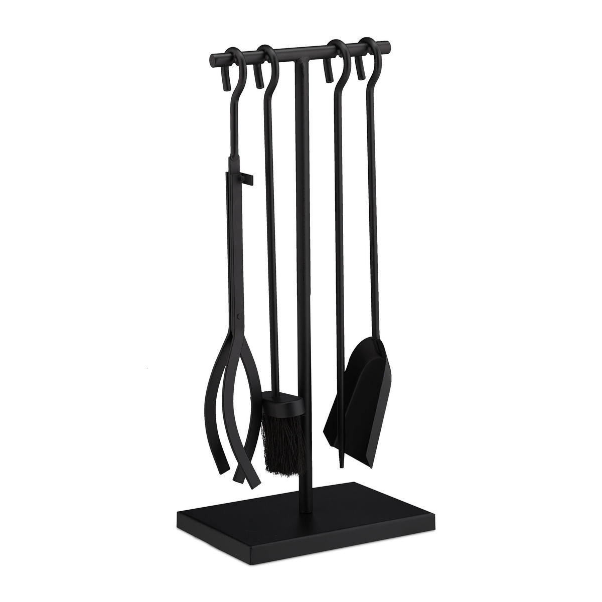 KAMINBESTECK - Schwarz, Metall (25/57/18cm) - Relaxdays