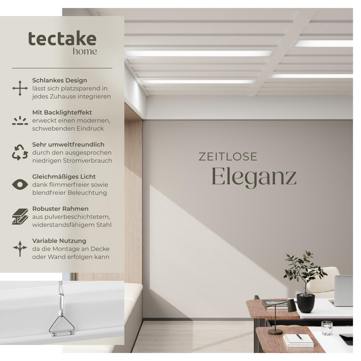 LED-PANEEL Lucerna,vielseitige Einsatzmöglichkeiten,weiß - Weiß, Textil (119.5/29.5/3.4cm) - tectake