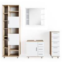 BADMÖBEL-SET Ilias Sonoma 4 Teile - Weiß/Sonoma Eiche, Holzwerkstoff (60/60/33cm) - Vicco