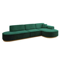 ECKSOFA Ottomane Rechts MARI-L2-v2 - 328x171x83 cm Grün Velours - Grün, Holzwerkstoff/Textil (171/328cm) - ALTDECOR