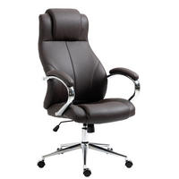 CHEFSESSEL Echtleder braun - Chromfarben/Braun, Leder/Metall (64/120/79cm) - CLP