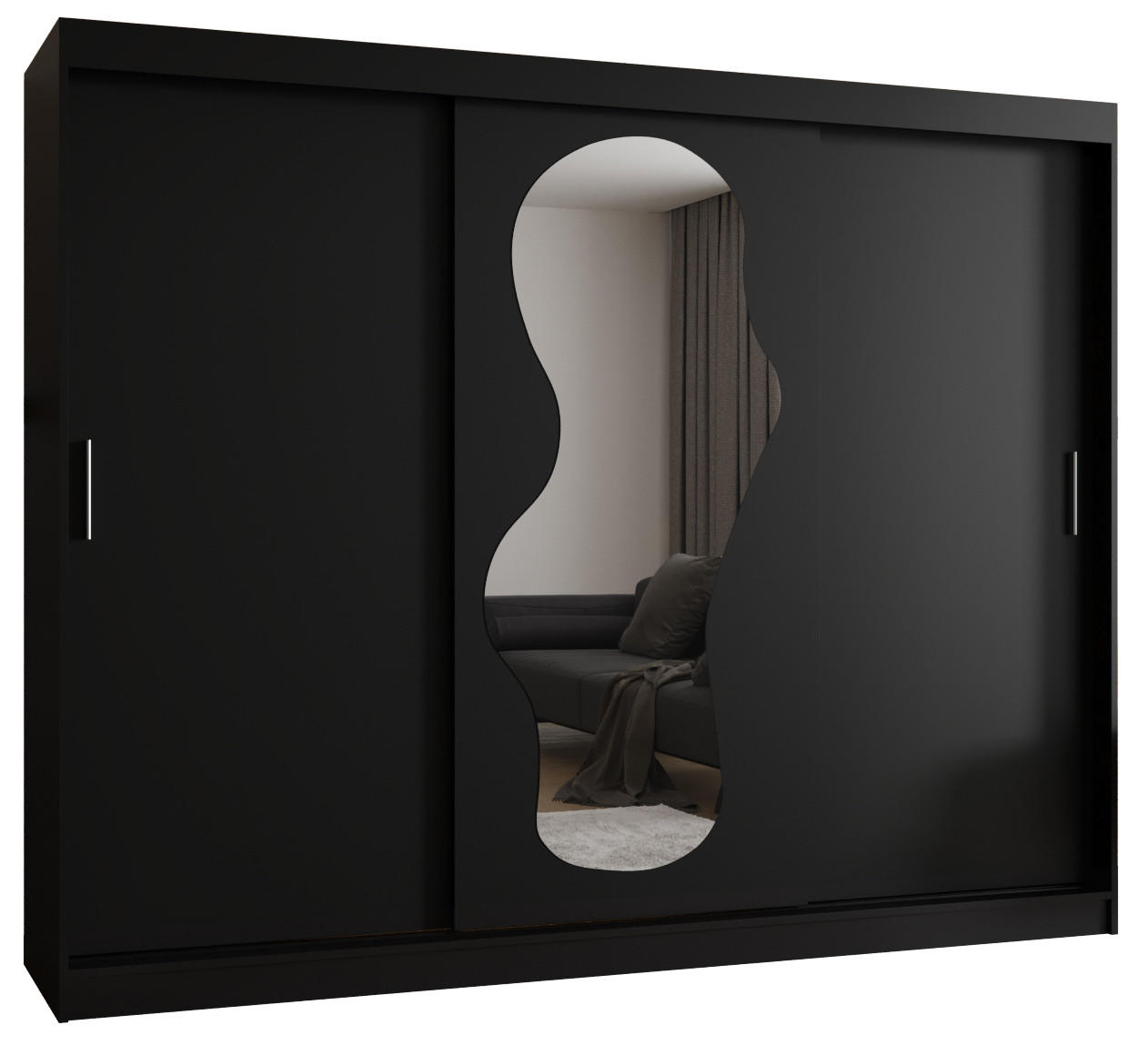 SCHWEBETÜRENSCHRANK 200/250/62 3-türig - Silberfarben/Schwarz, Holz (250/200/62cm) - MÖBEL KRYSPOL