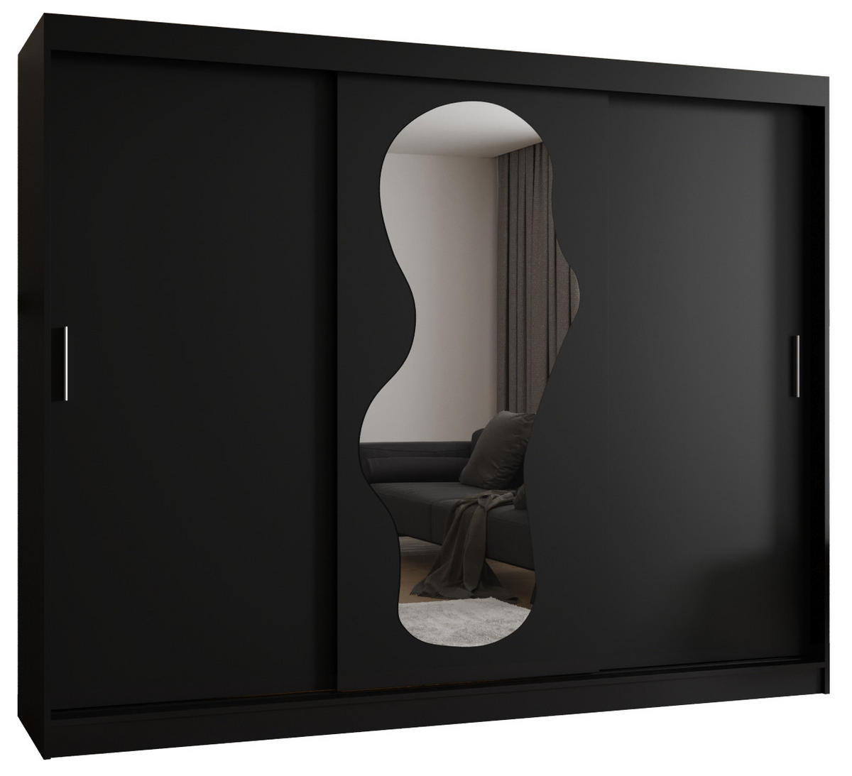 SCHWEBETÜRENSCHRANK 200/250/62 3-türig - Silberfarben/Schwarz, Holz (250/200/62cm) - MÖBEL KRYSPOL