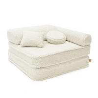 KINDERSESSEL modular 3-in-1 ausklappbar aus Teddystoff in Beige-Creme - Creme, Textil (1000/50/50cm) - MeowBaby