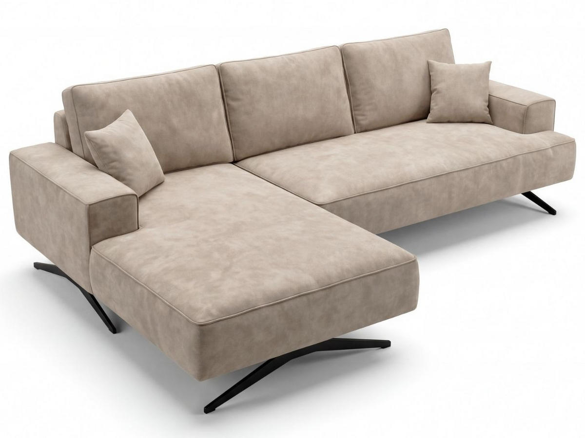 ECKSOFA Leto Beige Links - Beige/Schwarz, Holz/Textil (260/165cm) - Graingold