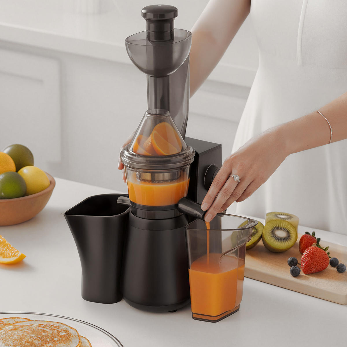 ENTSAFTER GSX24 Schwarz, Obst- und Gemüsesaft-Extraktor, Saftpresse mit Vitamin + - Schwarz, Metall (21.5/57/24cm) - HKoenig