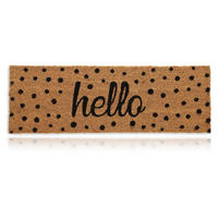 FUSSMATTE Natur Schwarz Hello 75x25 cm - Hellbraun, Kunststoff/Textil (75/25cm) - Relaxdays