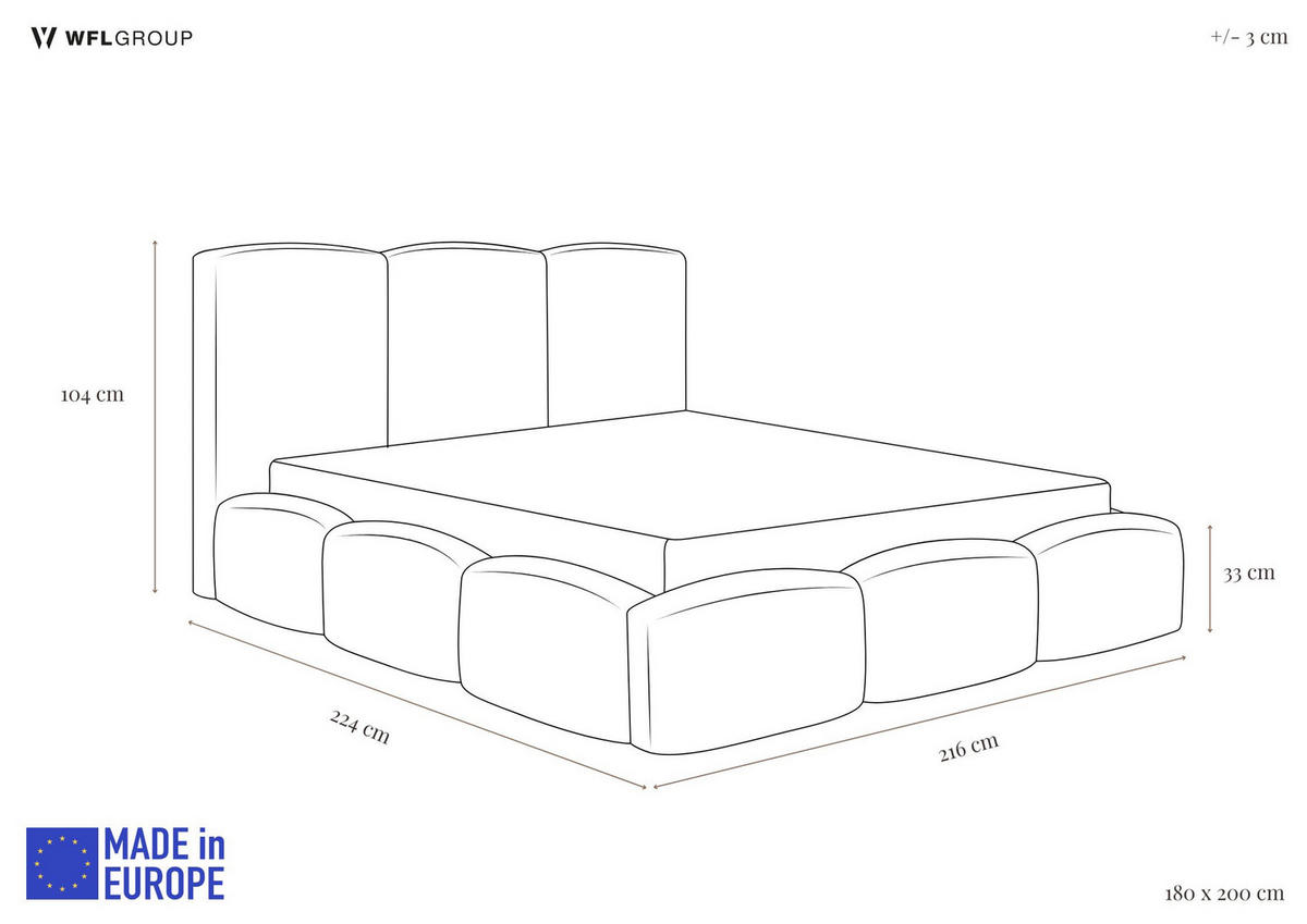 POLSTERBETT Harmony mit Bettkasten, Beige Boucle 180x200 cm - Beige/Birkefarben, Holzwerkstoff/Kunststoff (180/200cm) - WFL GROUP