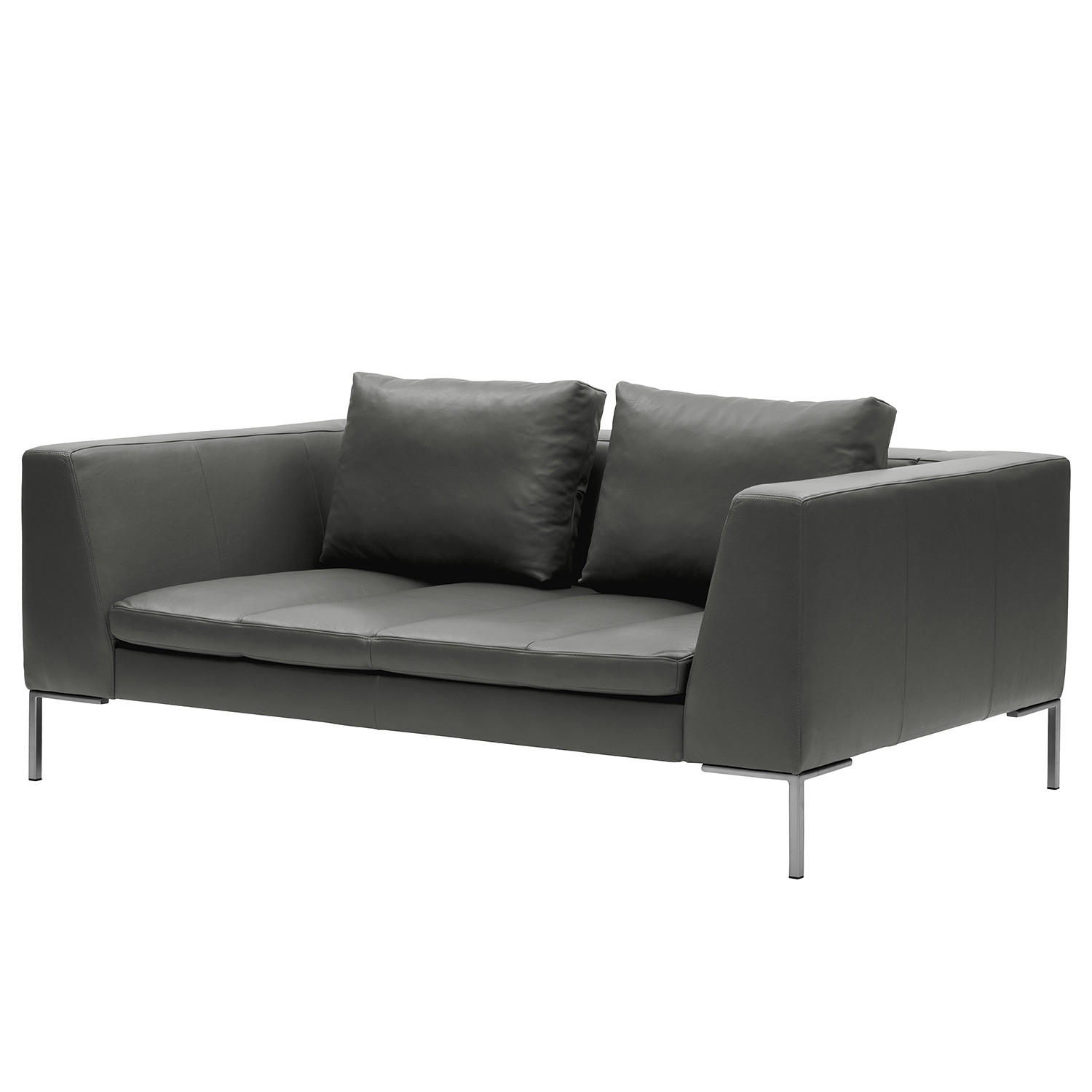 2-SITZER - Chromfarben/Grau, Leder/Metall (174/81/105cm) - home24
