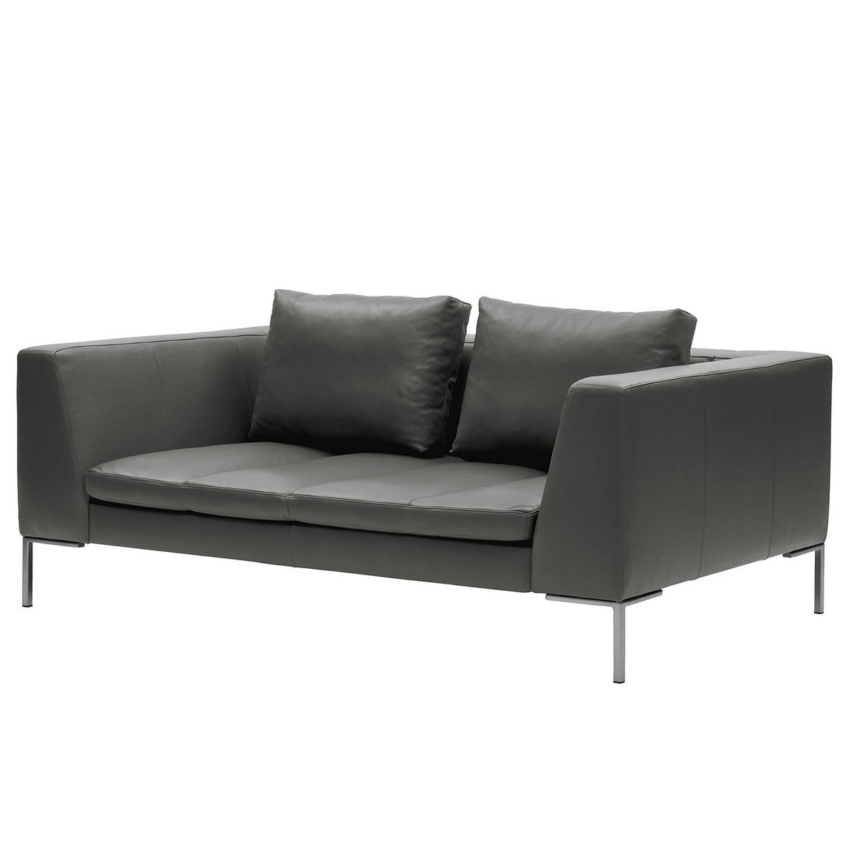 2-SITZER - Chromfarben/Grau, Leder/Metall (174/81/105cm) - home24
