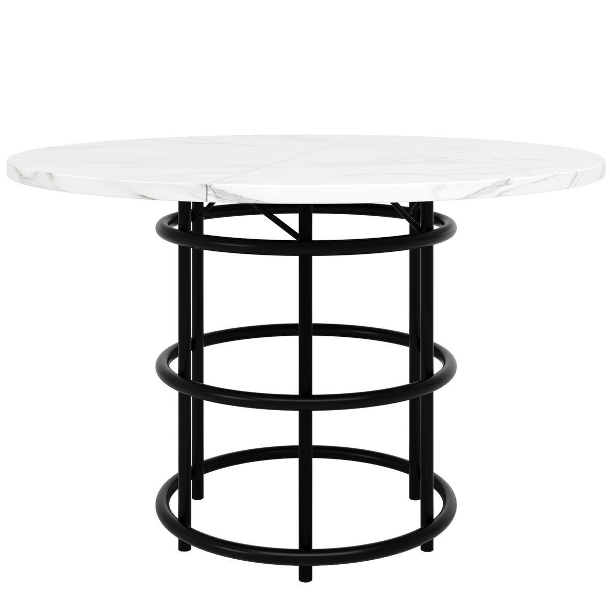 JÍDELNÍ stůl 100/100/76 cm černý z MDF a kovu s mramorovým dekorem - černá, kompozitní dřevo (100/100/76cm) - OKWISH