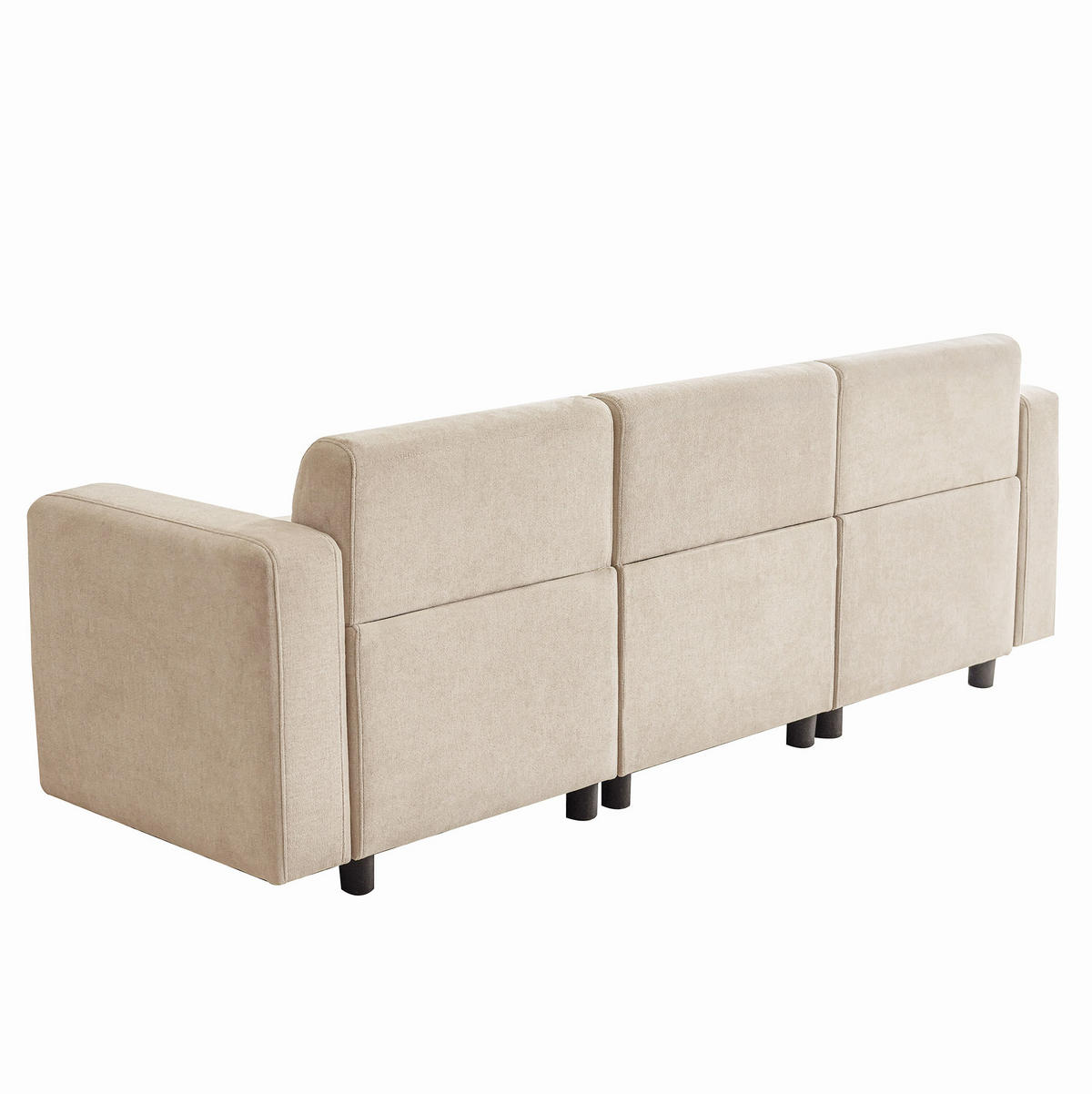 3-SITZER-SOFA 211/67/71 cm mit 2 Kissen, breiter Sitzfläche und Chenille-Bezug, Beige - Beige, Textil (211/71/67cm) - Redom