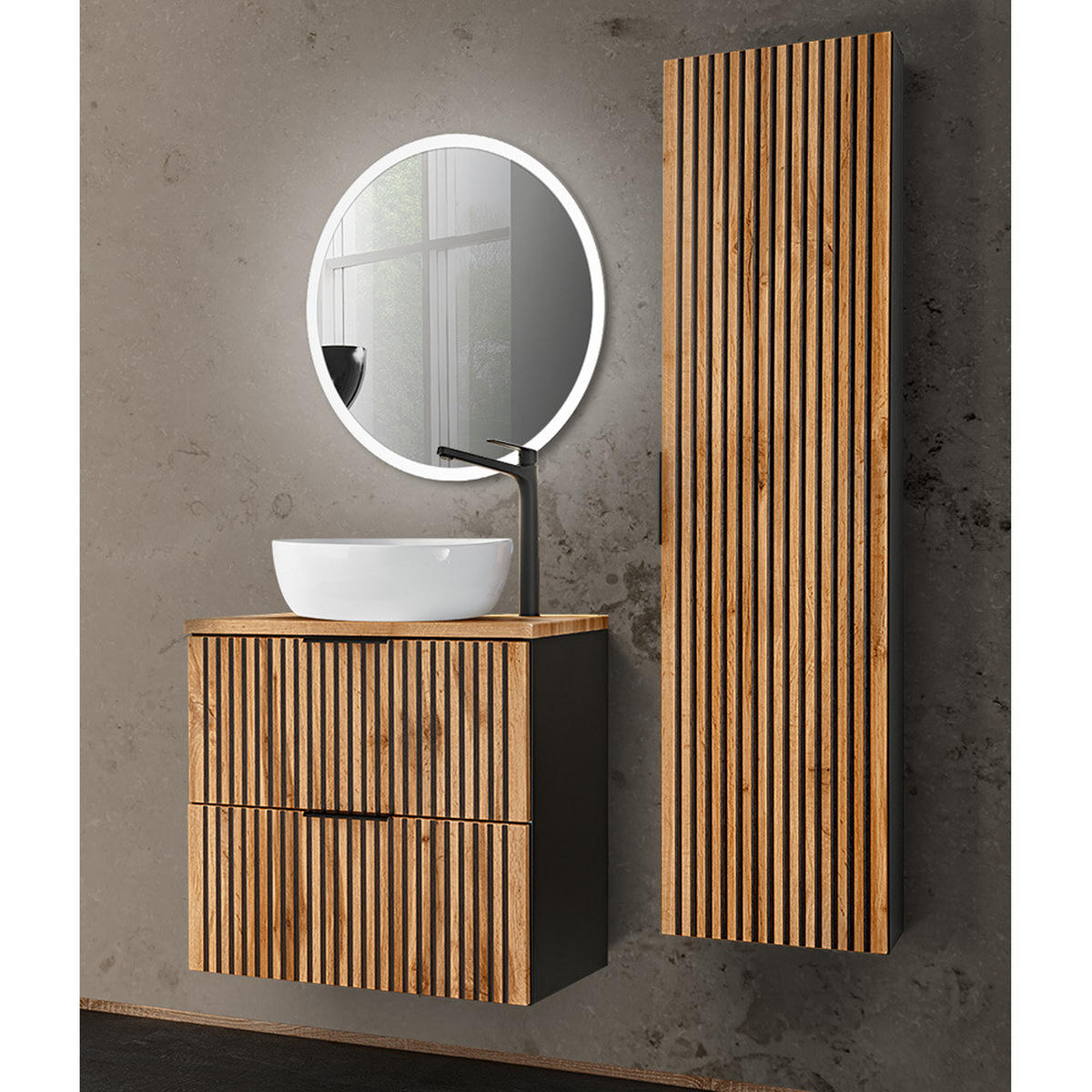 BADMÖBEL-SET 3-TLG. Xanten-56 - Braun, Holzwerkstoff (110/200/47cm) - Lomado