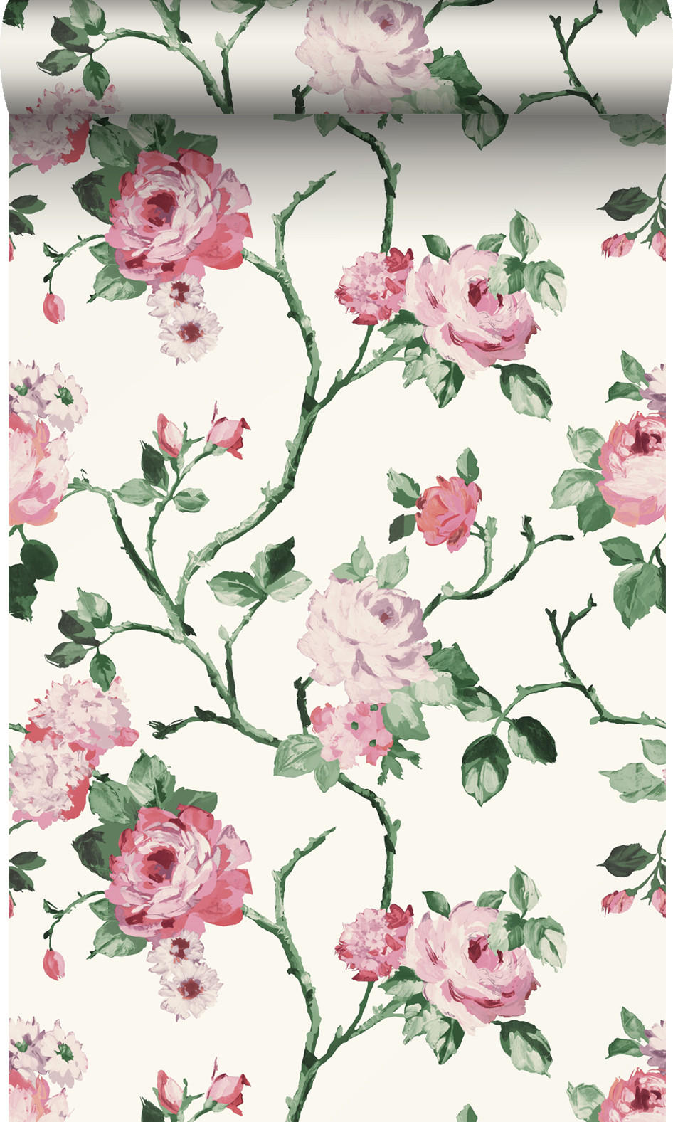 TAPETE Blumen 53 cm x 10.05 m - Pink, Papier (53/1000cm) - Origin Wallcoverings