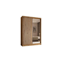 KLEIDERSCHRANK mit Spiegel-Schiebetüren und Aluminium-Leisten - LAMELO - 150 cm Artisan+Artisan+Weiß - Eiche Artisan/Weiß, Holzwerkstoff (150/216/61cm) - ALTDECOR