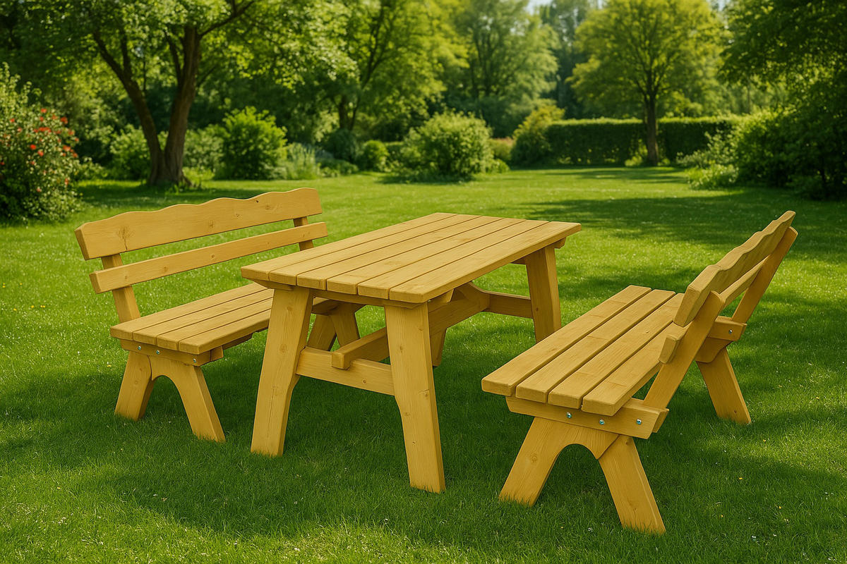 GARTEN-GARNITUR Drieburg 150cm aus Kiefer massiv 3tlg. - Braun, Holz - TPFGarden