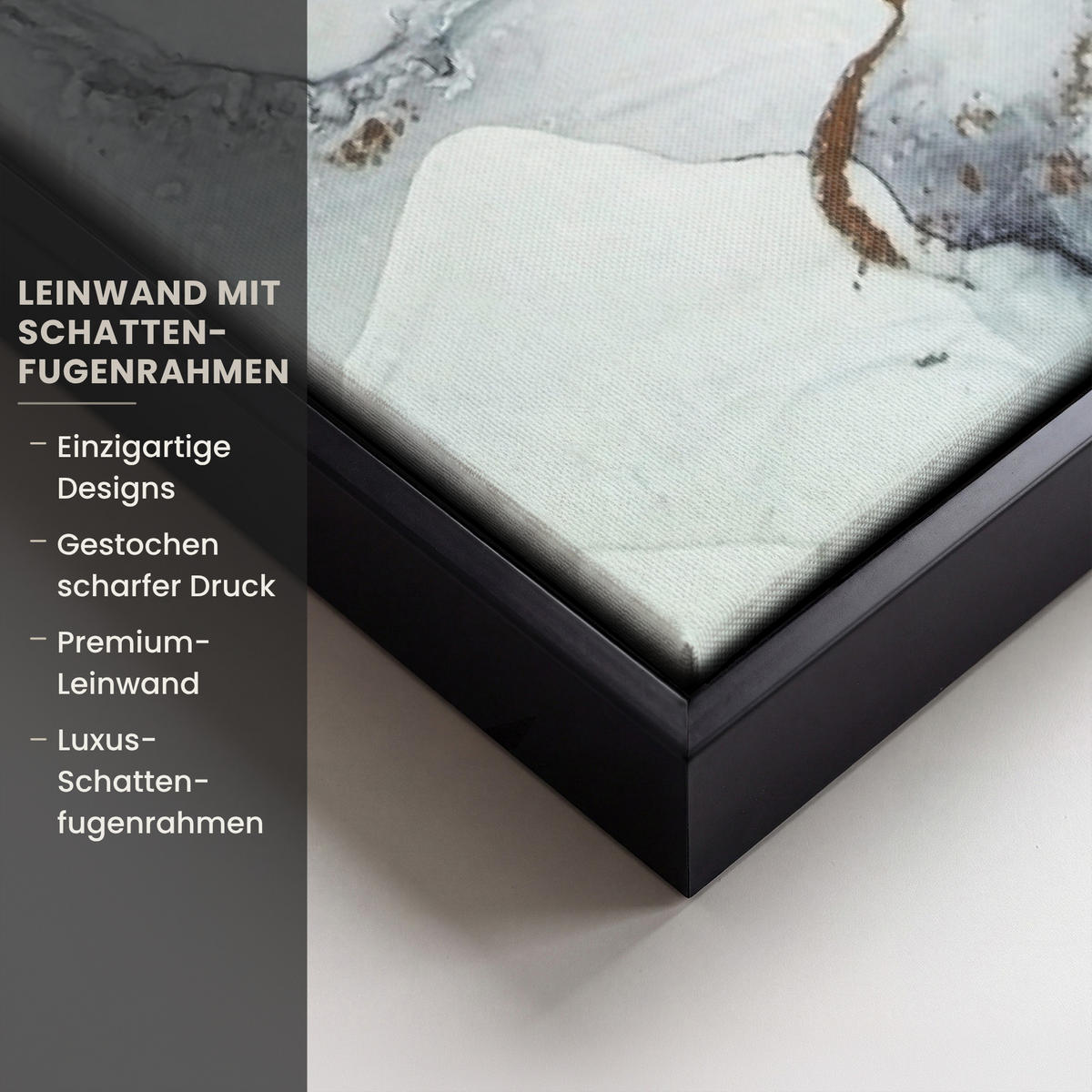 LEINWAND Bilder mit Rahmen - Marmor - Schwarz - Weiß - Gold - Luxus - Abstrakt - 40x60 - Goldfarben, Textil (40/60cm) - MuchoWow