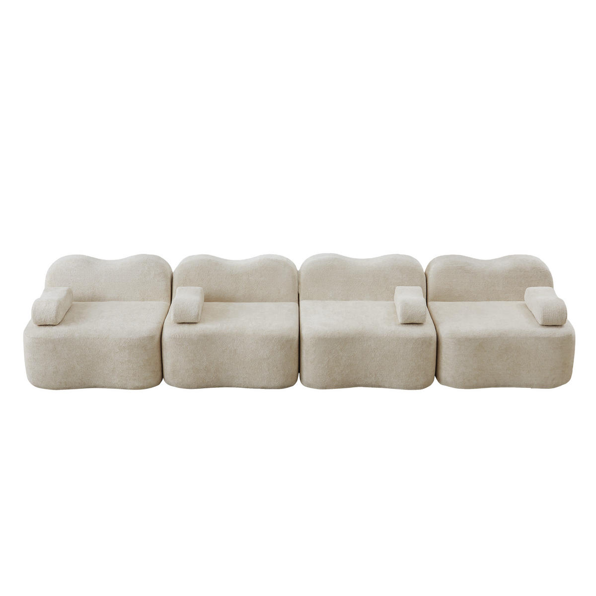 4-SITZER-SOFA DE-34348 Wellenform Beige - Beige, Textil (98/70/384cm) - ComfortXL