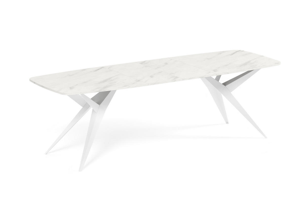 ESSTISCH AXIS - Weiß Hochglanz/Weiß, Holzwerkstoff/Metall (90/180/76cm) - Meblini
