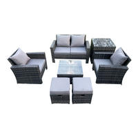 GARTENSOFA Hohe Rückenlehne Polyrattan Dunkelgrau 6-Sitzer - Dunkelgrau, Metall - Fimous