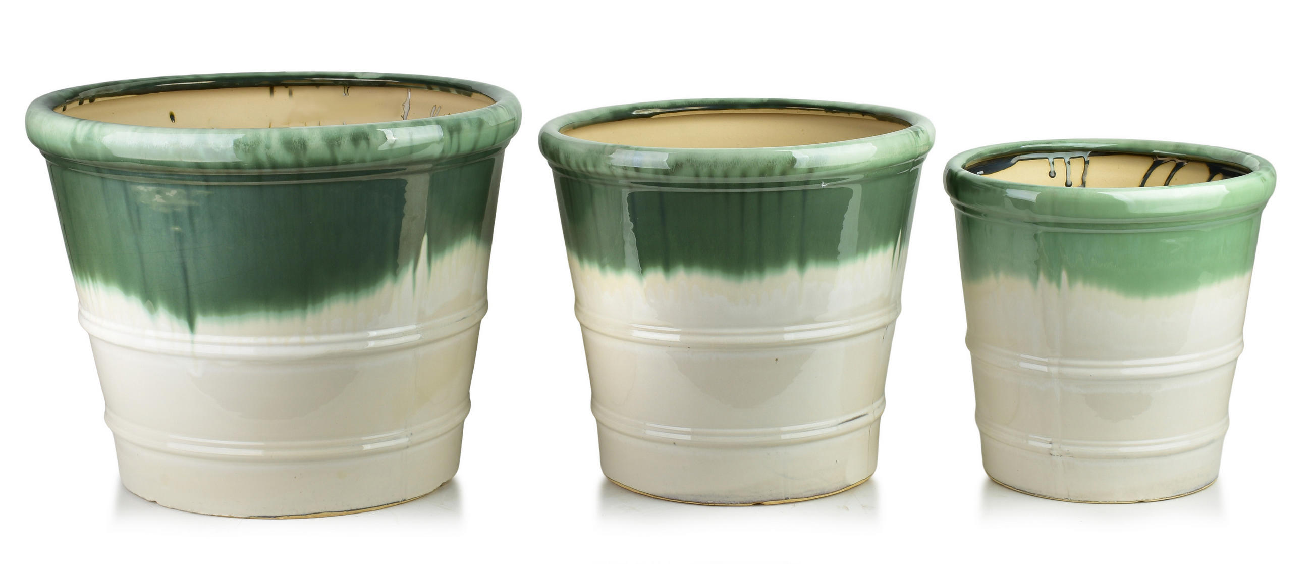 BLUMENTOPF Evro 3er Set grün 45/45/37 cm Keramik - Grün, Keramik (45/37/45cm) - Mondex